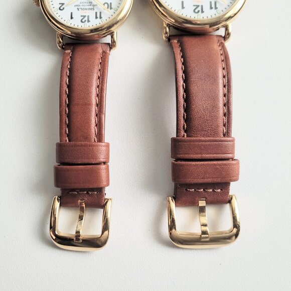 His Hers Watches 2 Runwell Gold 47mm 41mm Argonite 1069 Brown Leather Set New - Picture 4 of 16